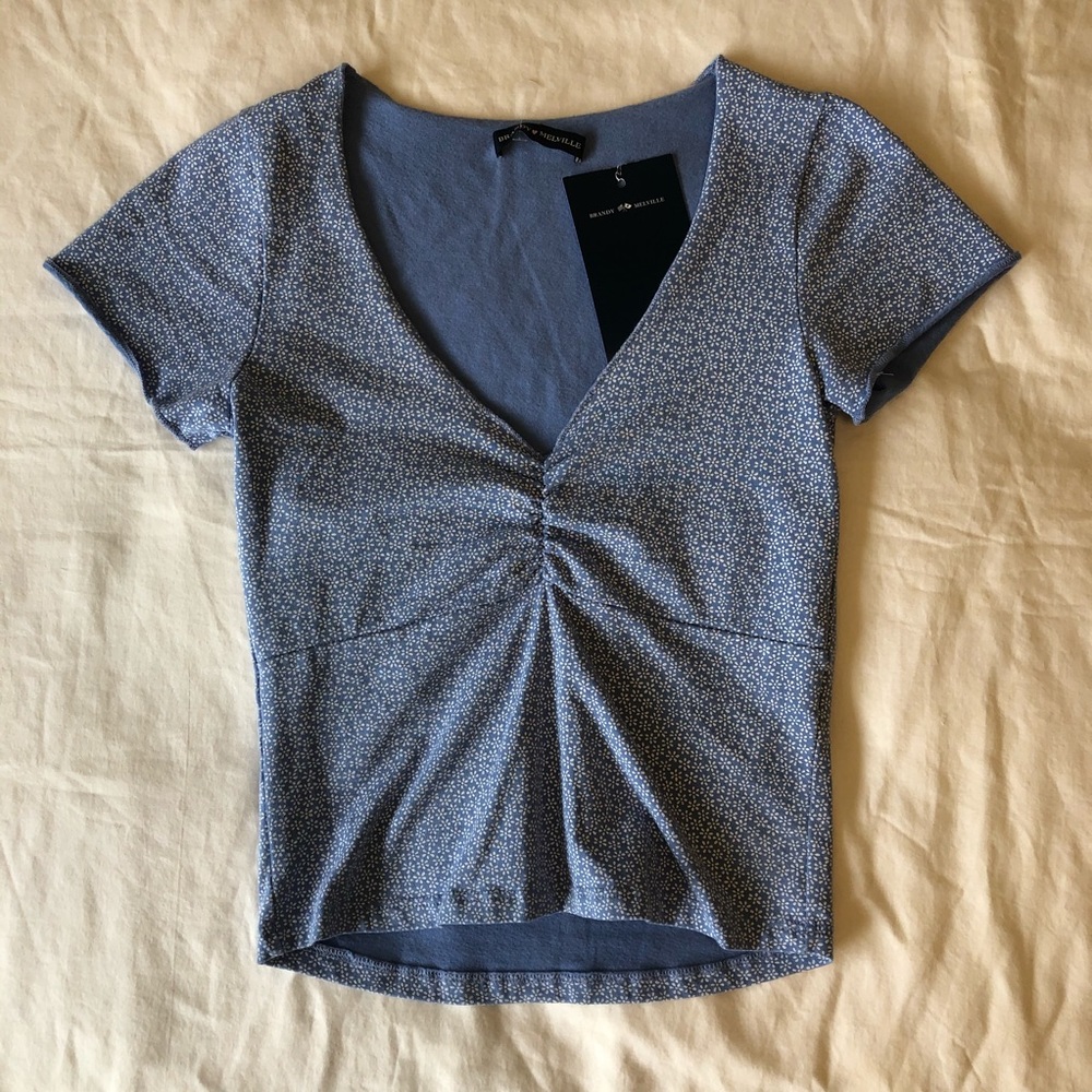 Brandy Melville Blue Floral Gina Top
